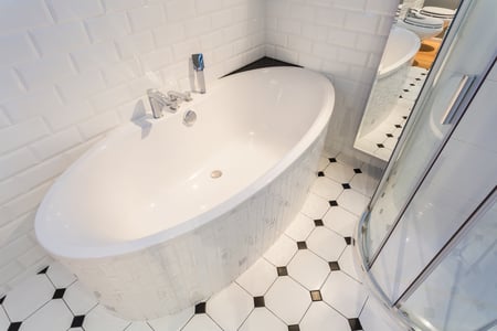 Close-up of porcelain bath in luxury apartment